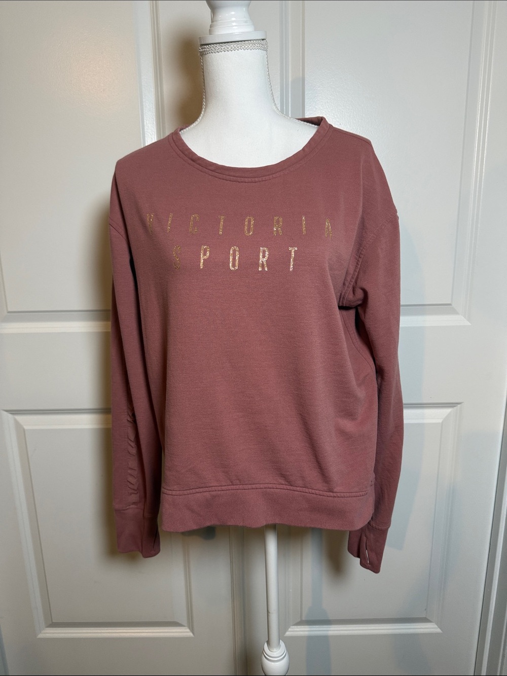 Victoria Sport Dusty Rose Crewneck with Metallic Logo Y2K